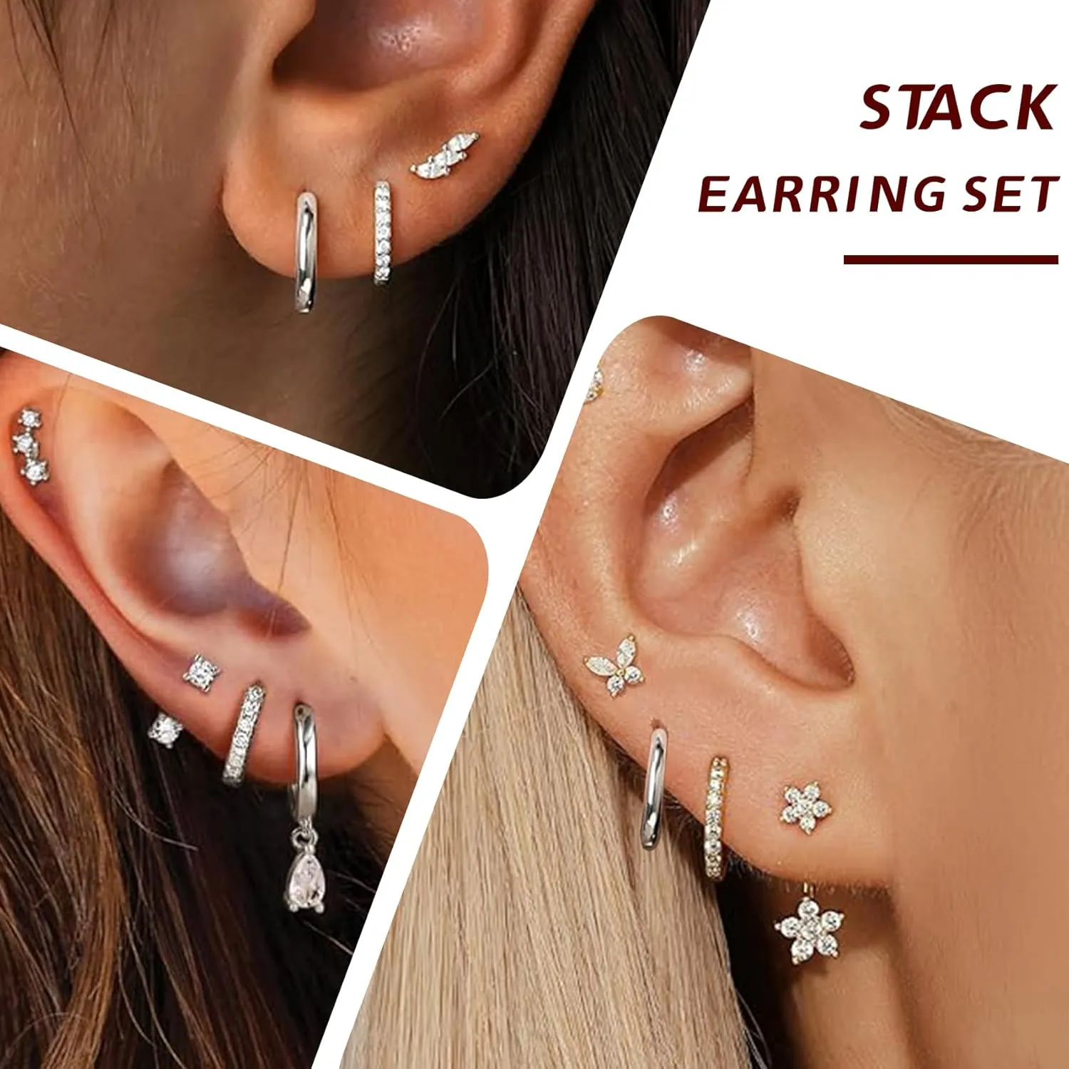 3/4 Pairs Small Gold Earrings for Women Hypoallergenic Cartilage Stack Earring Set Dainty Gold Plated Huggie Earrings with Pearl Dangle Gold Studs Earrings for Women