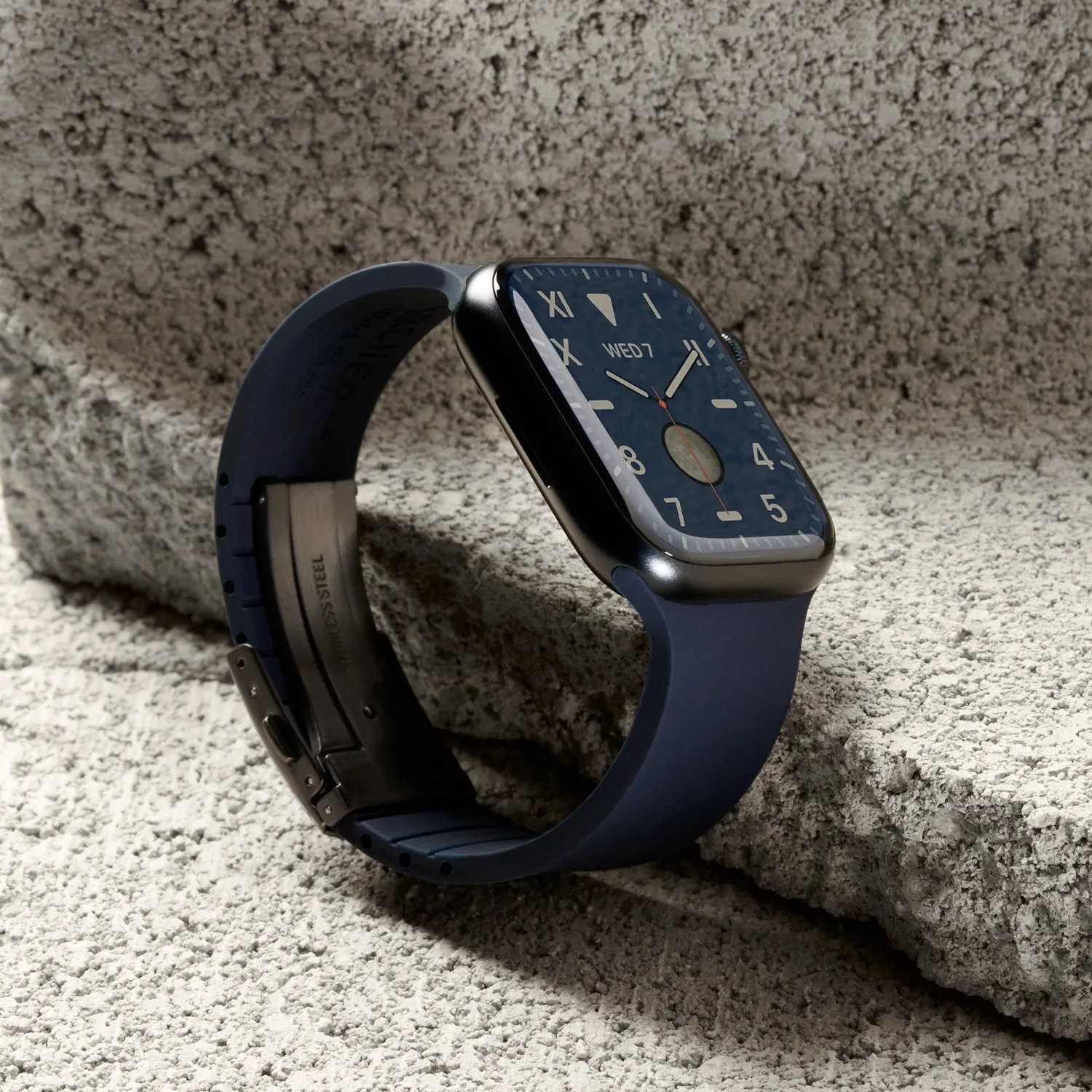 Apple Watch Custom Fit Silicone Watch Band - Midnight Blue/Gray