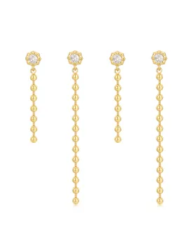 Ball Chain Drop Earring Set- Gold