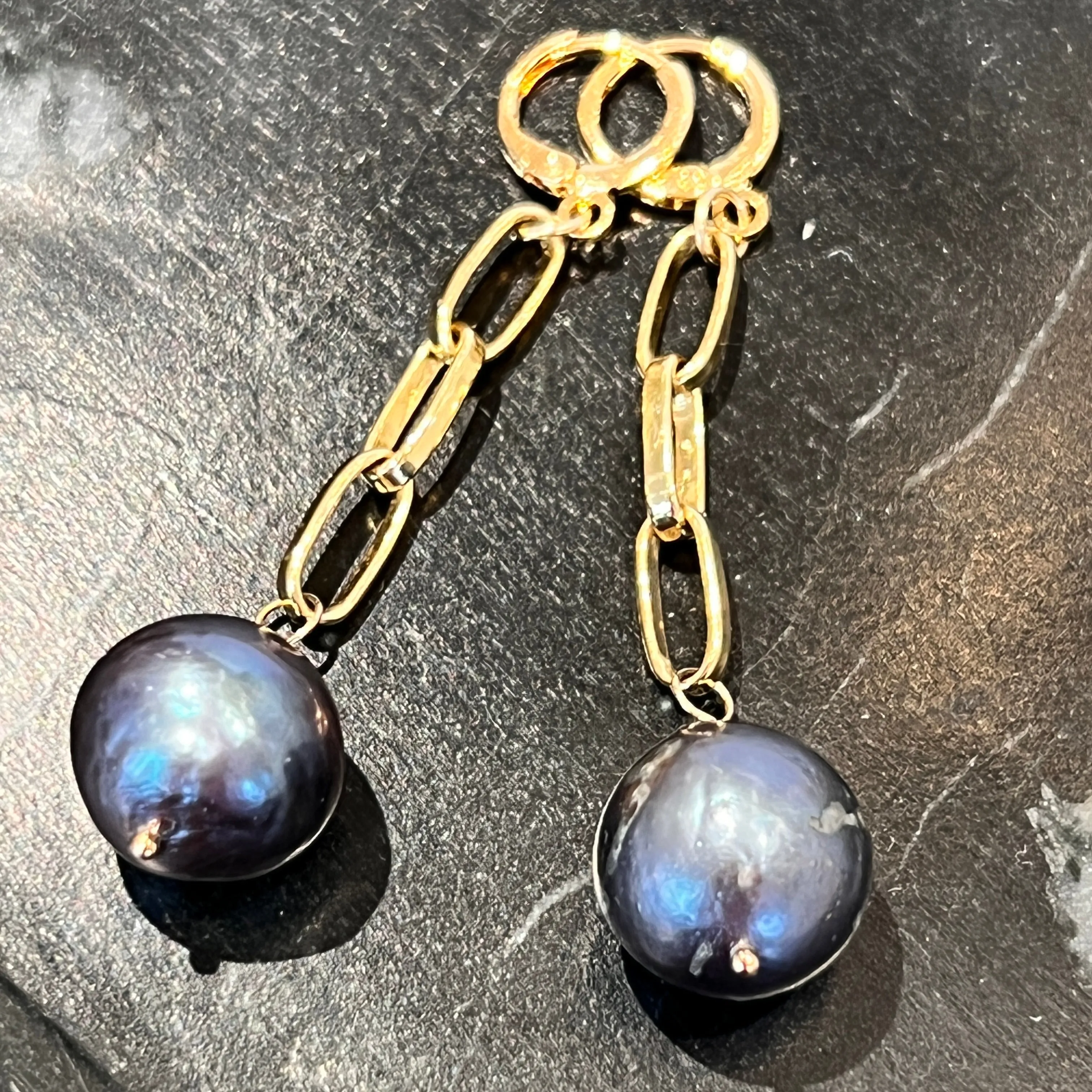 Baroque Black Pearl Statement Earrings