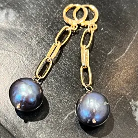 Baroque Black Pearl Statement Earrings