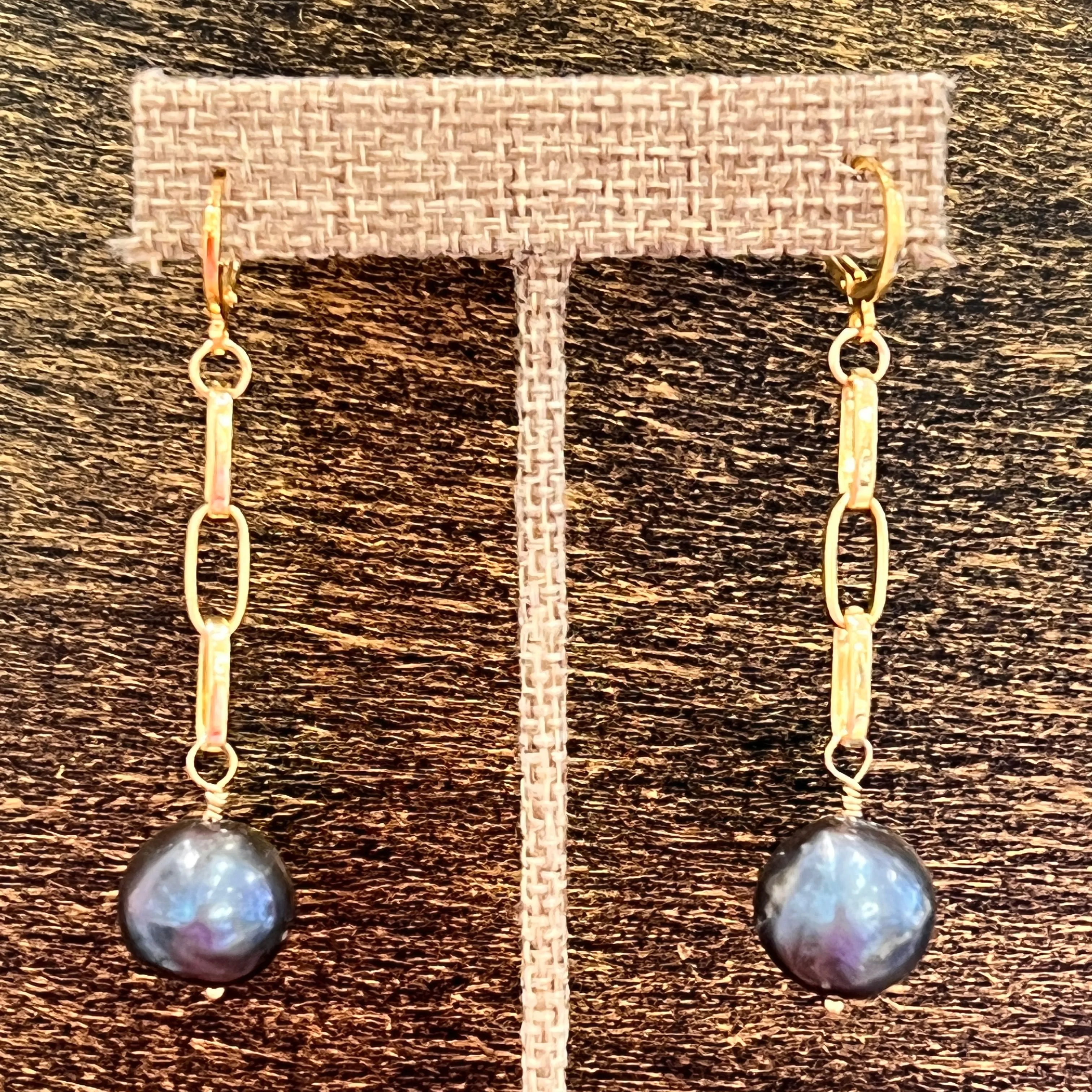 Baroque Black Pearl Statement Earrings