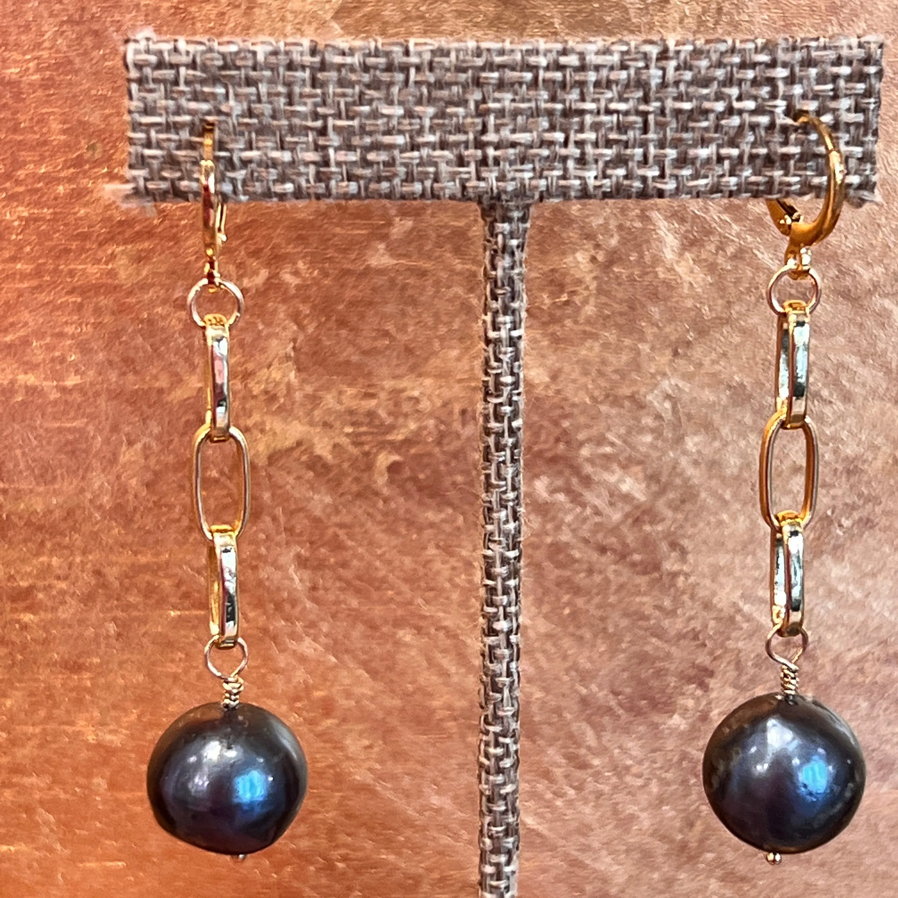 Baroque Black Pearl Statement Earrings