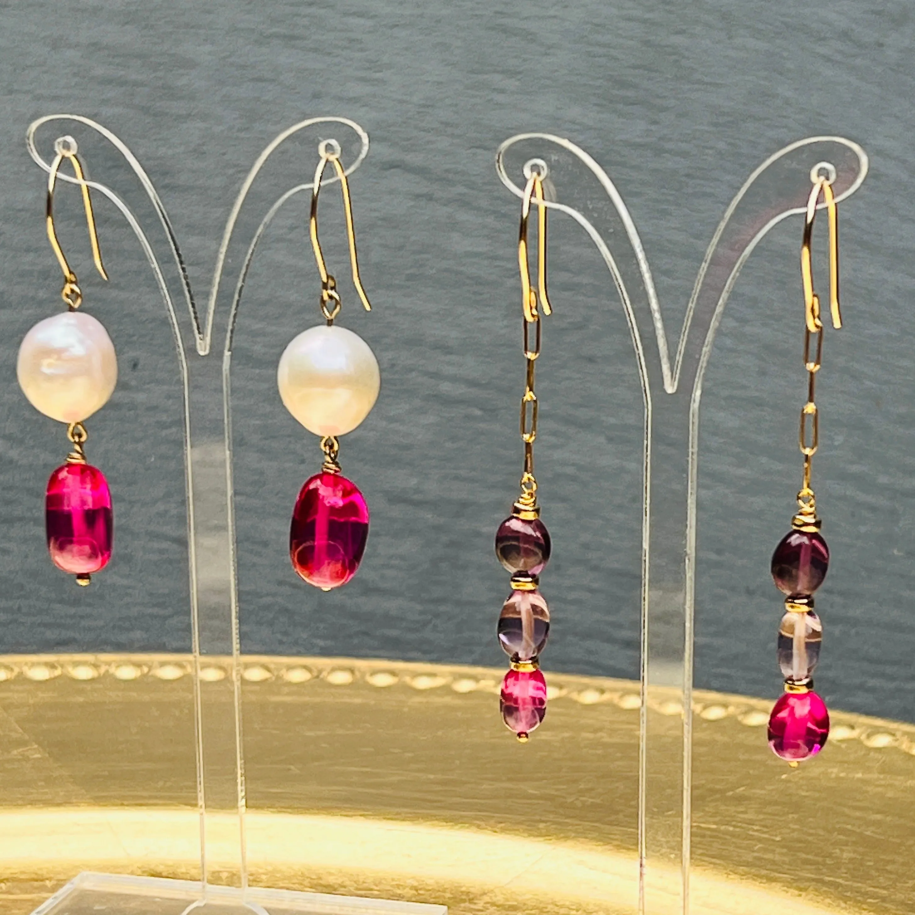 Baroque Pearl & Pink Spinel Earrings