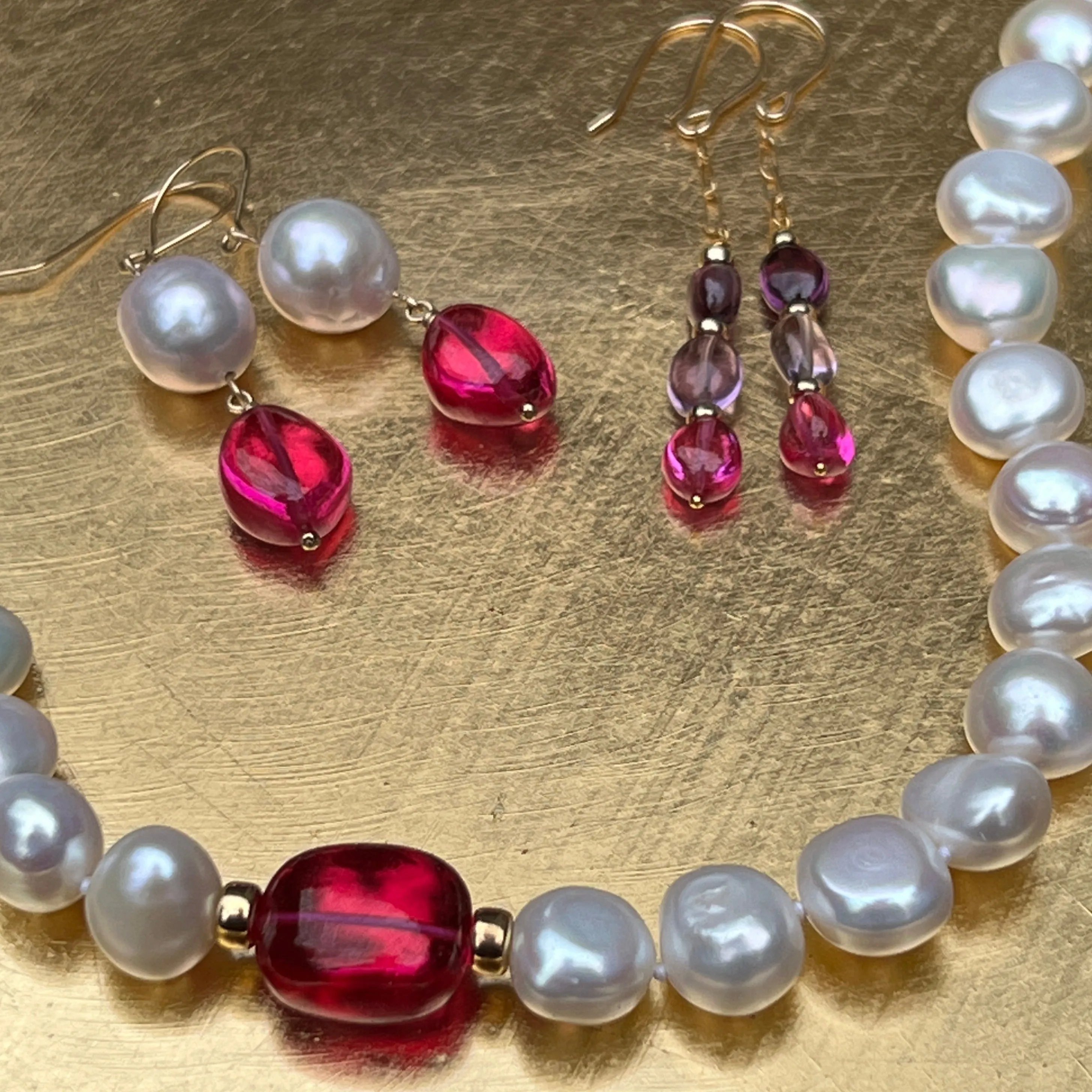 Baroque Pearl & Pink Spinel Earrings