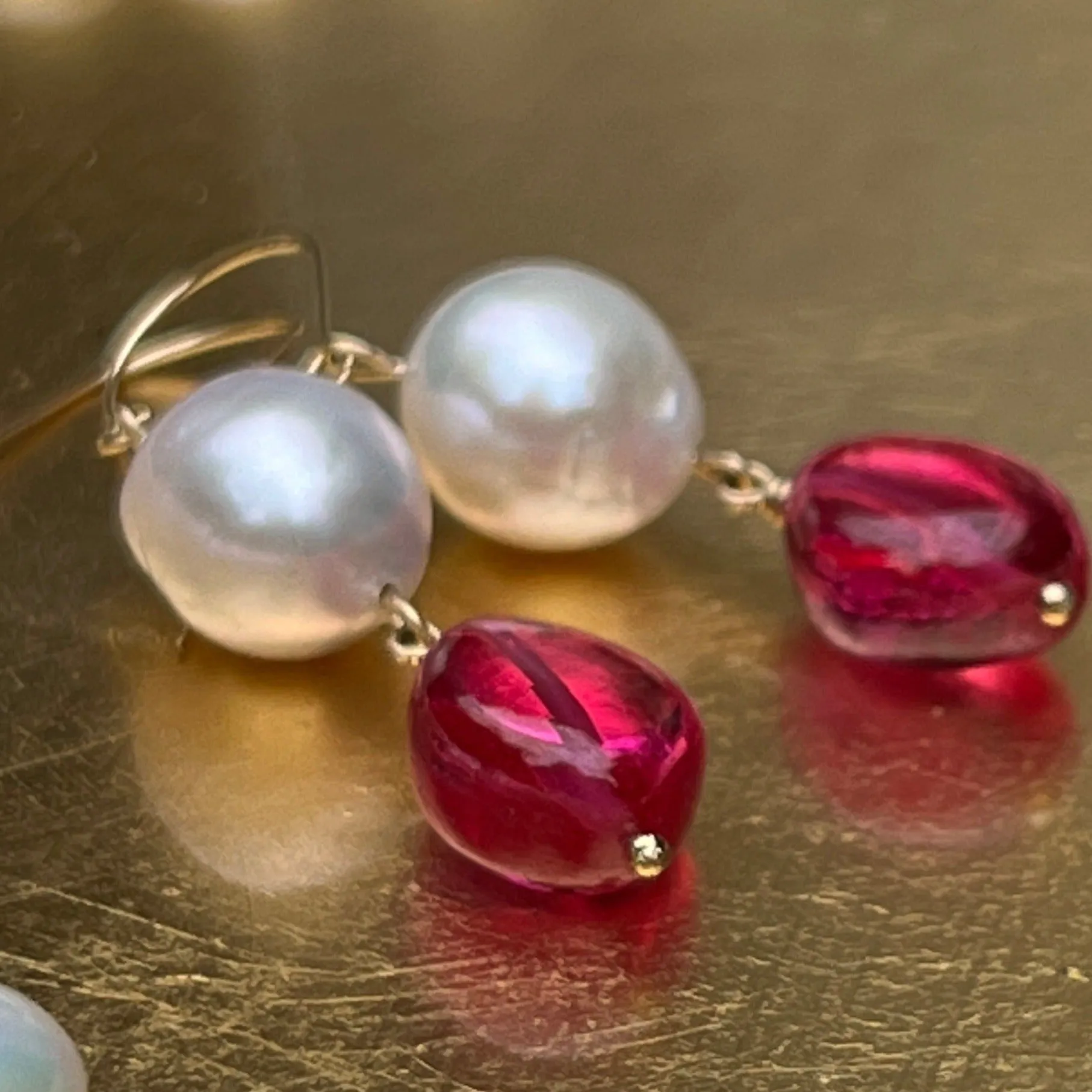 Baroque Pearl & Pink Spinel Earrings