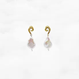 Baroque Pearl Auspicious Clouds Stud Earrings