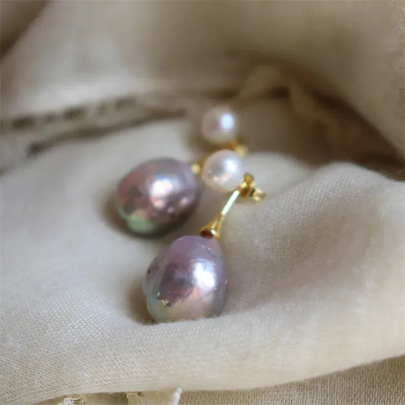 Baroque Pearl Stud Earrings