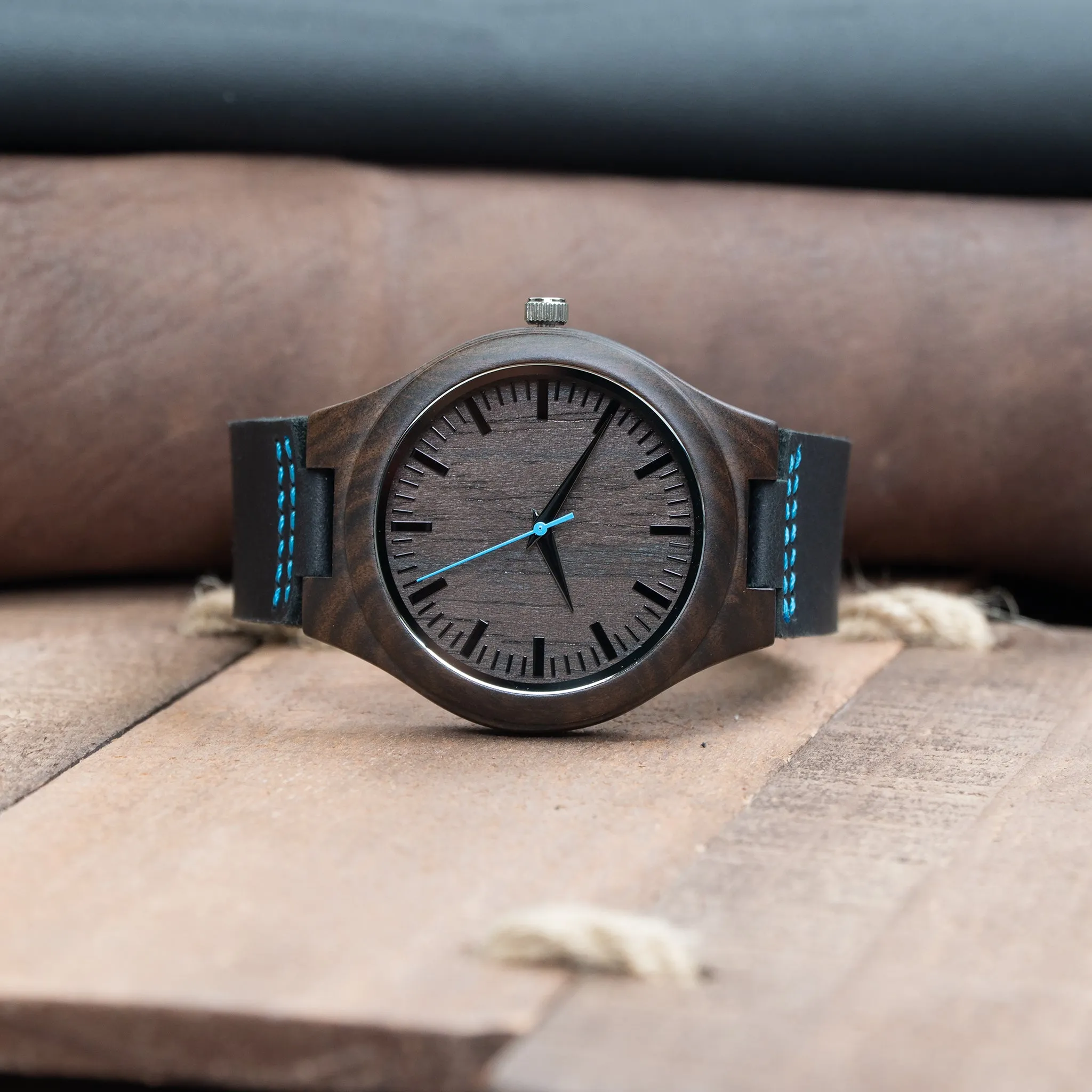 Black Blue Wooden Watch | Lake