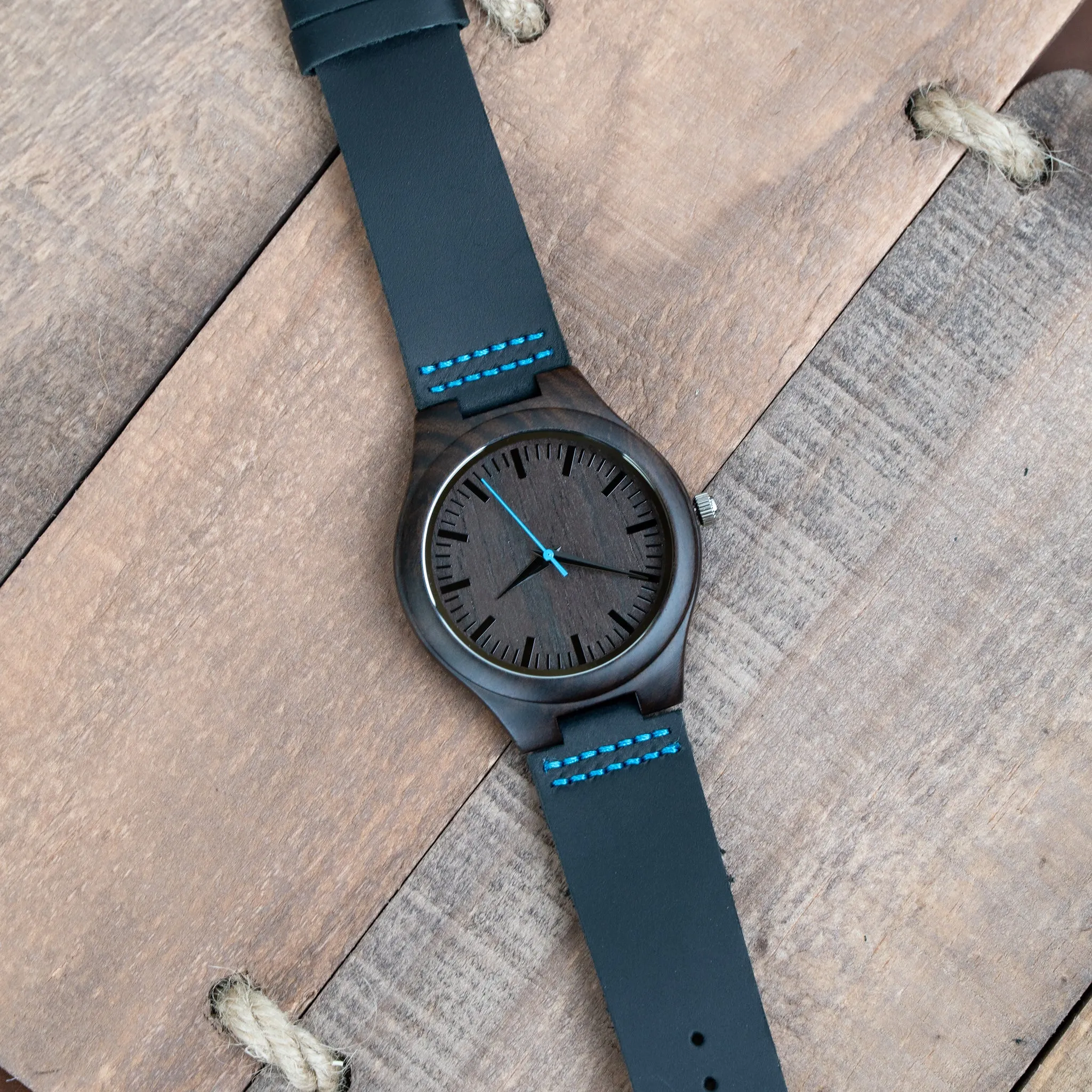 Black Blue Wooden Watch | Lake