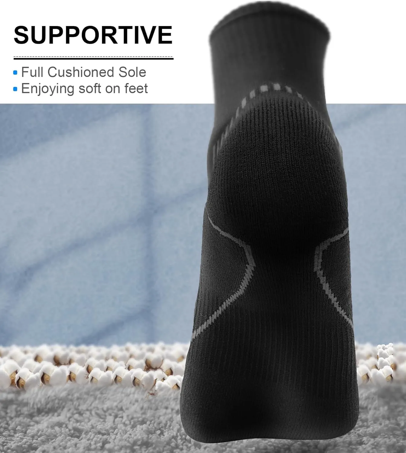BULLIANT Men Athletic Socks, Compression Sports Crew Socks Cushioned For Men Outdoor Running Hiking-Arch Compression Support