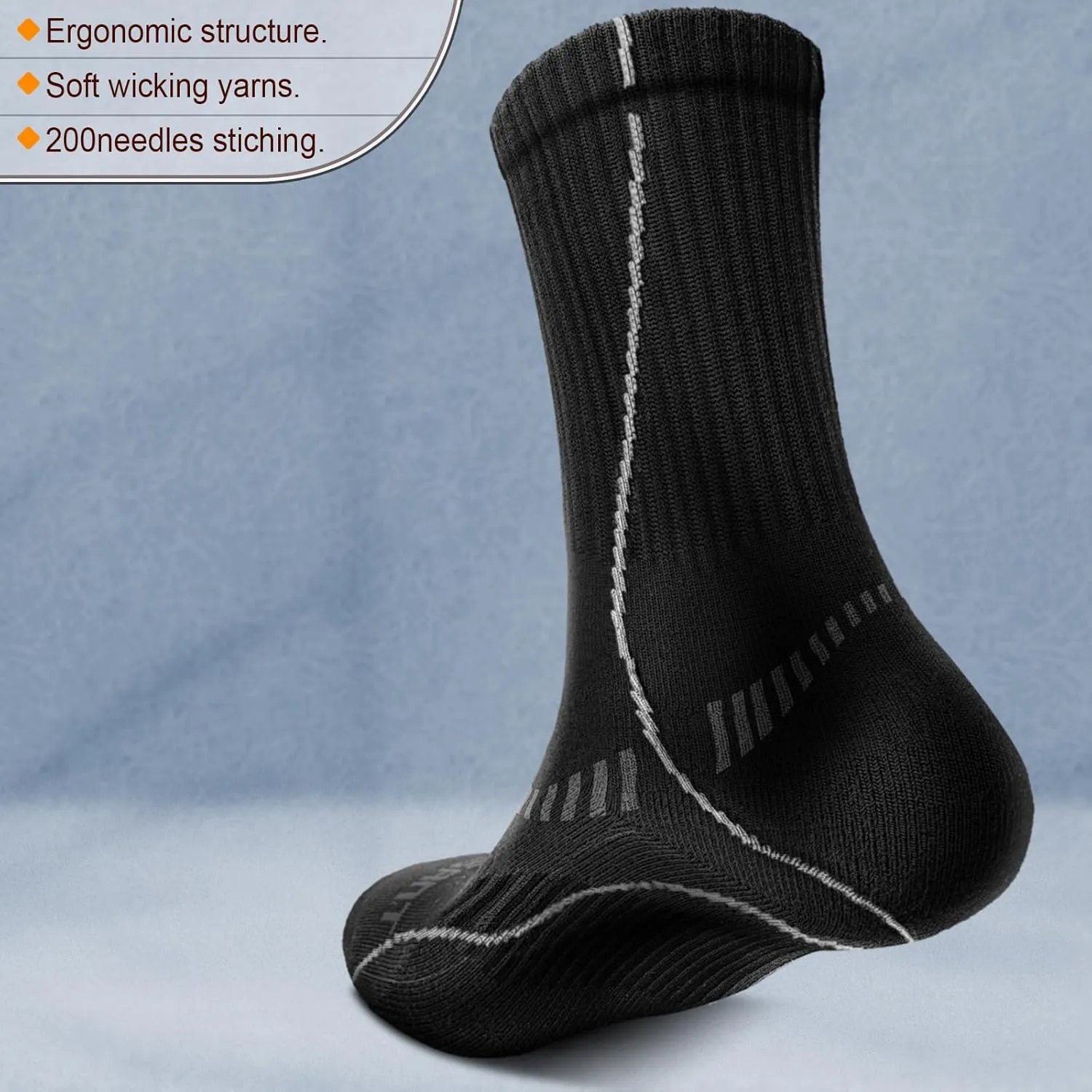 BULLIANT Men Athletic Socks, Compression Sports Crew Socks Cushioned For Men Outdoor Running Hiking-Arch Compression Support