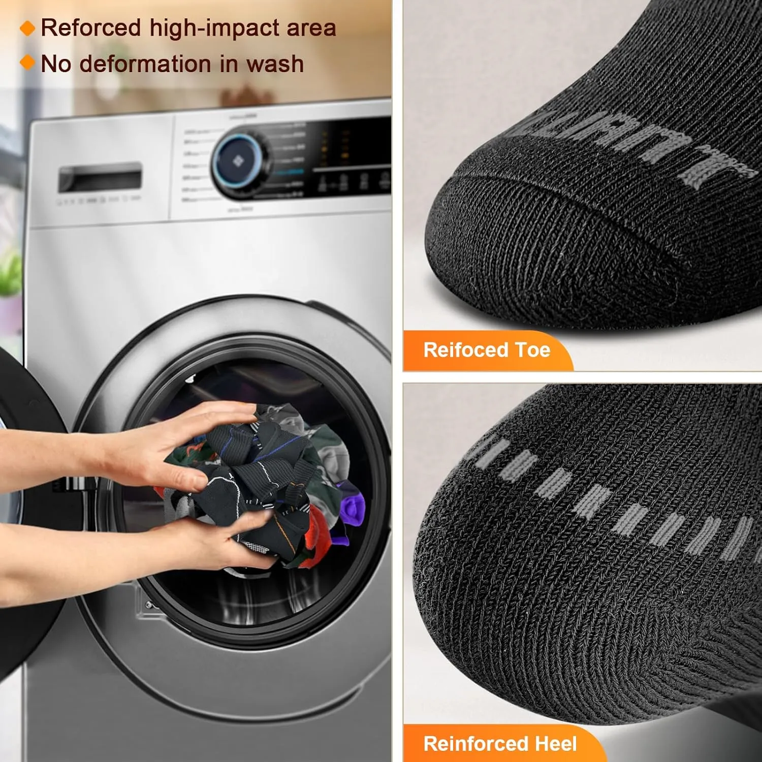 BULLIANT Men Athletic Socks, Compression Sports Crew Socks Cushioned For Men Outdoor Running Hiking-Arch Compression Support