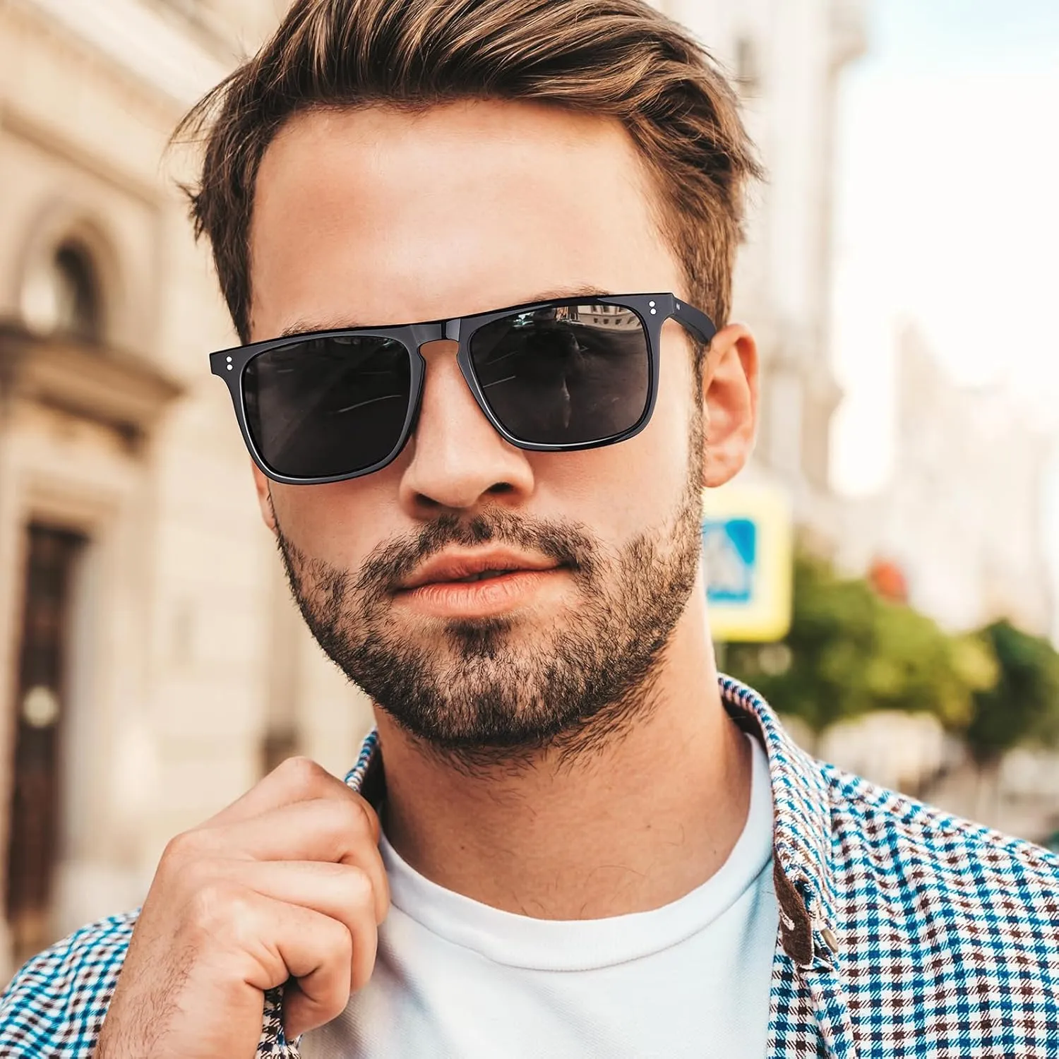 CARFIA Retro Polarized Sunglasses for Men UV Protection Hand-crafted Acetate Frame Fashion Cool Sun Glasses CA53572