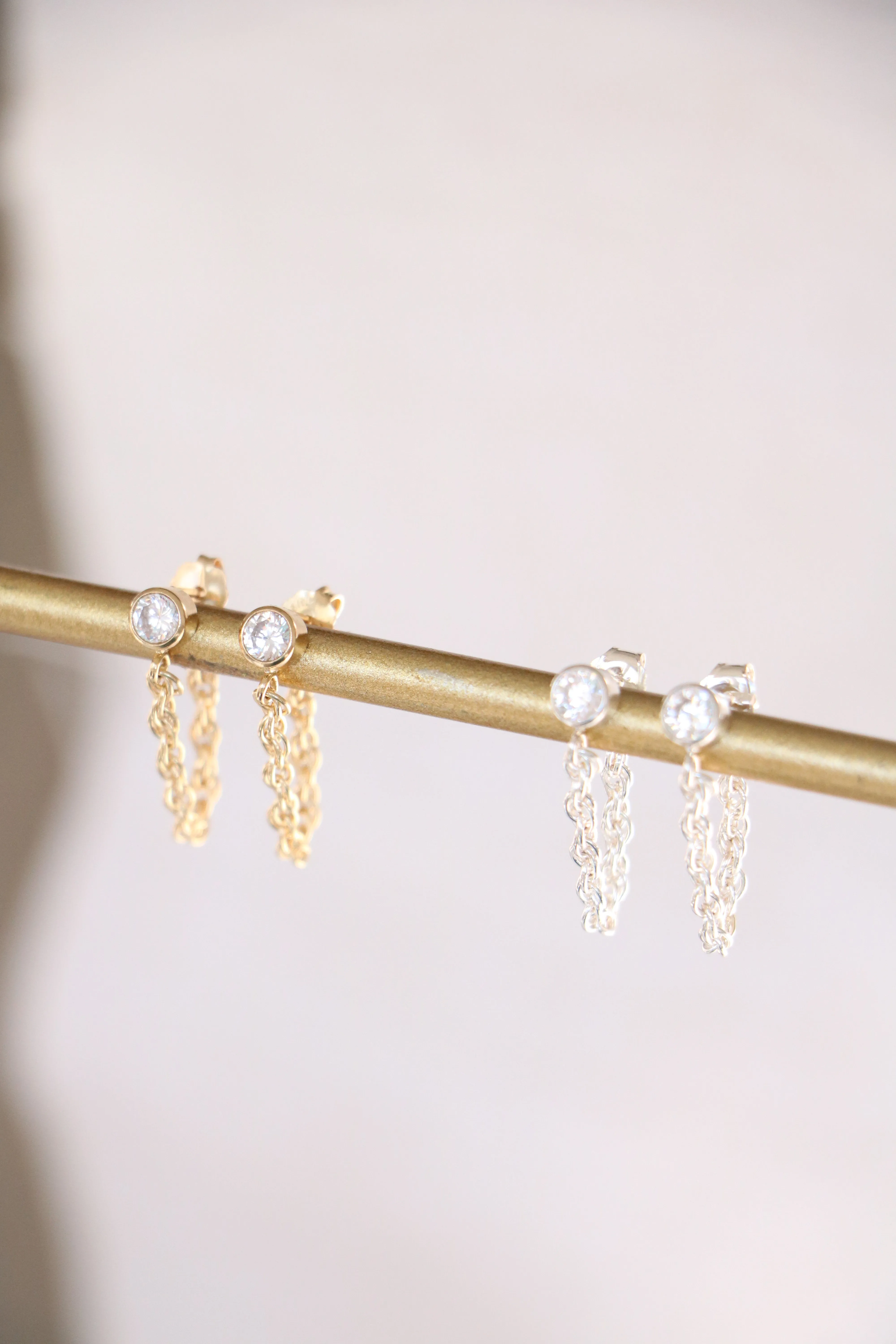 chain loop cz studs