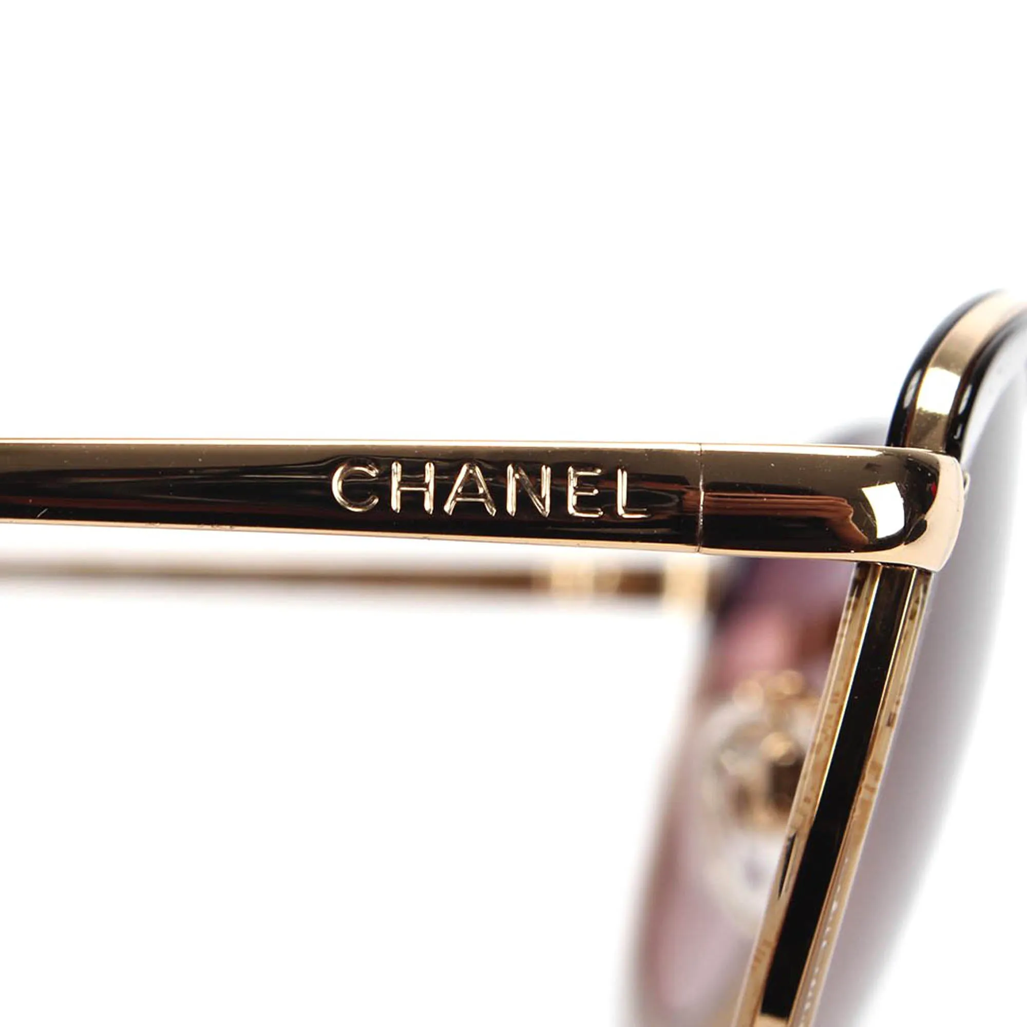Chanel CC Round Tinted Sunglasses Brown