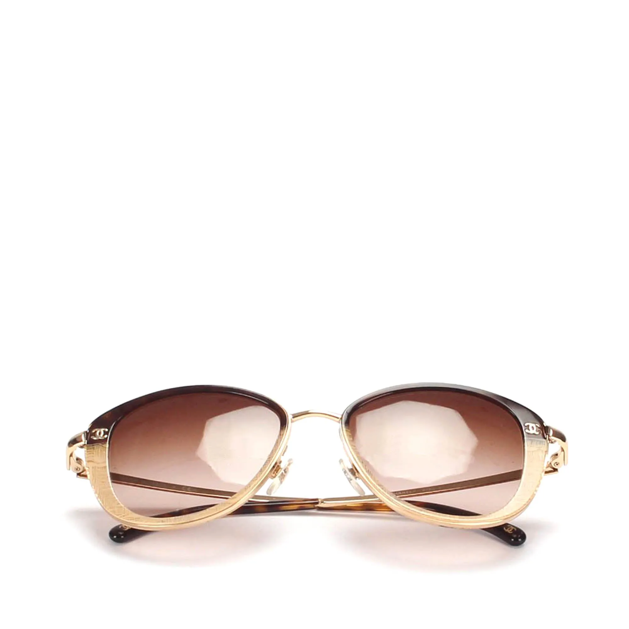 Chanel CC Round Tinted Sunglasses Brown