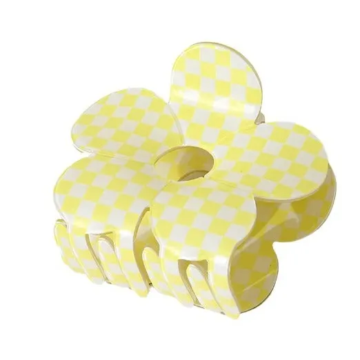 Checkerboard Flower Claw Clip