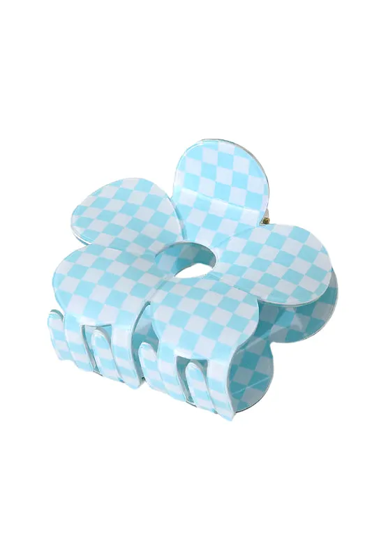 Checkerboard Flower Claw Clip