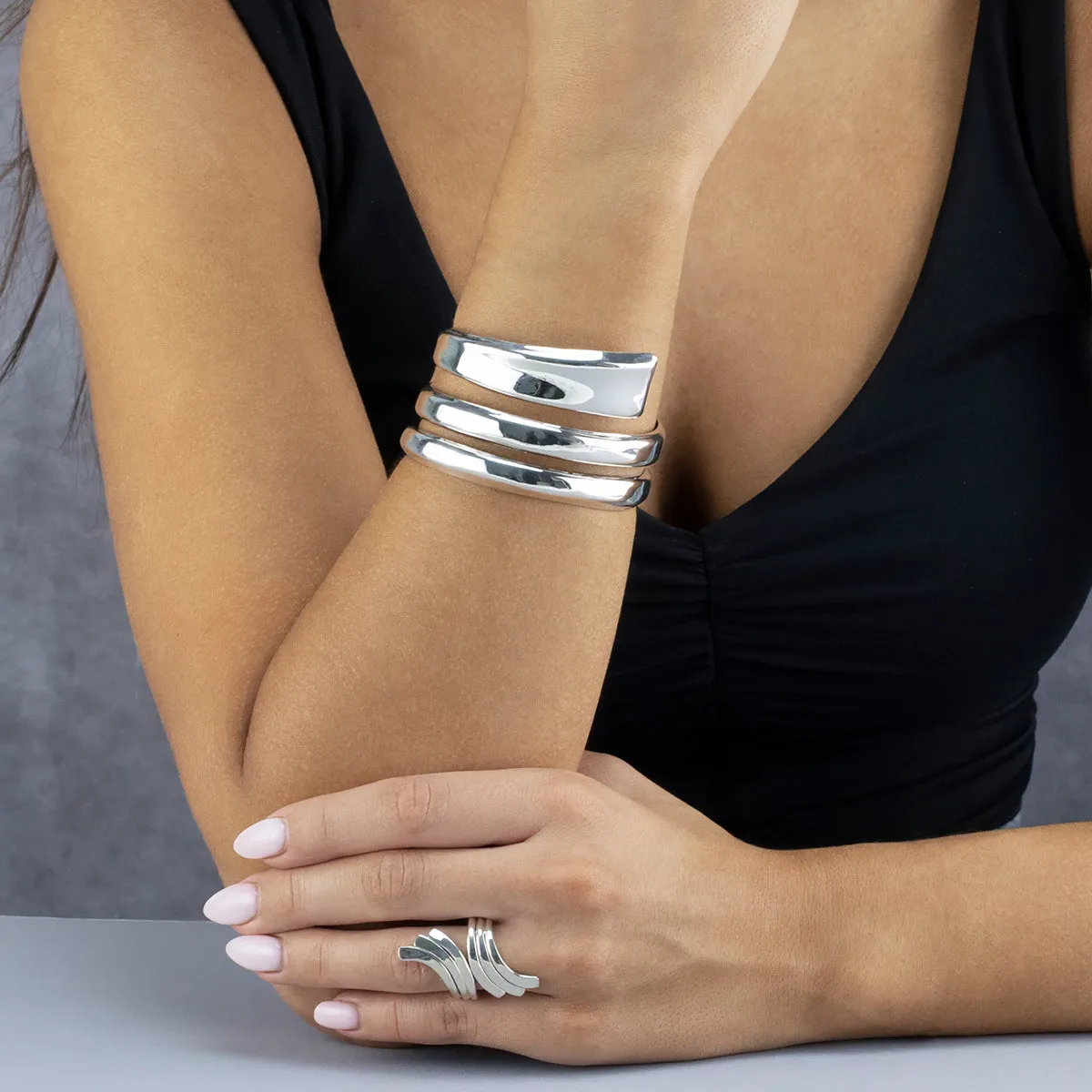 Chunky Sterling Silver Statement Cuff Bracelet