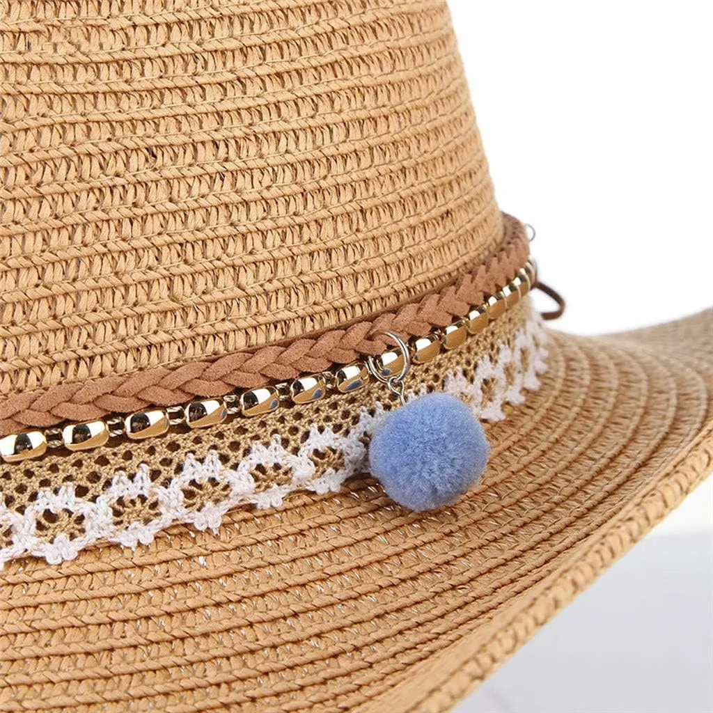 Classic Felt Cowboy Cowgirl Hats for Women Men Belt Buckle Retro Felt Panama Hat Western Style for Safari Fishing