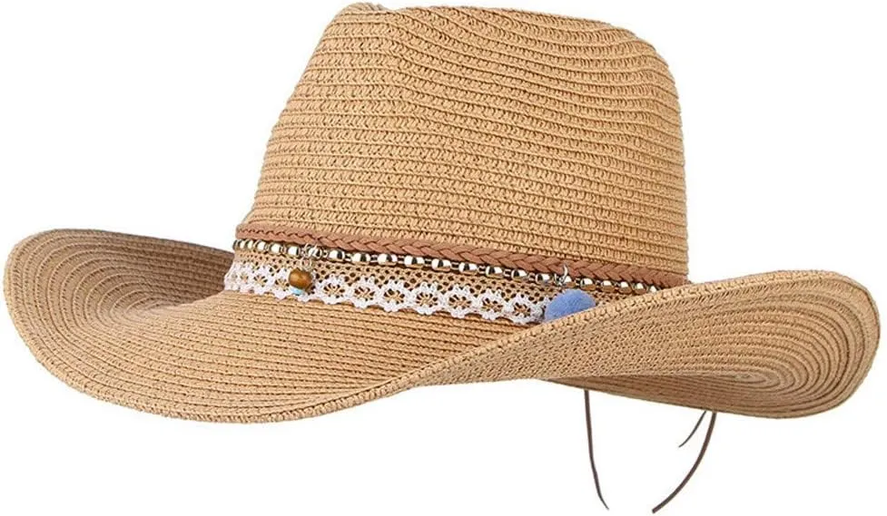 Classic Felt Cowboy Cowgirl Hats for Women Men Belt Buckle Retro Felt Panama Hat Western Style for Safari Fishing