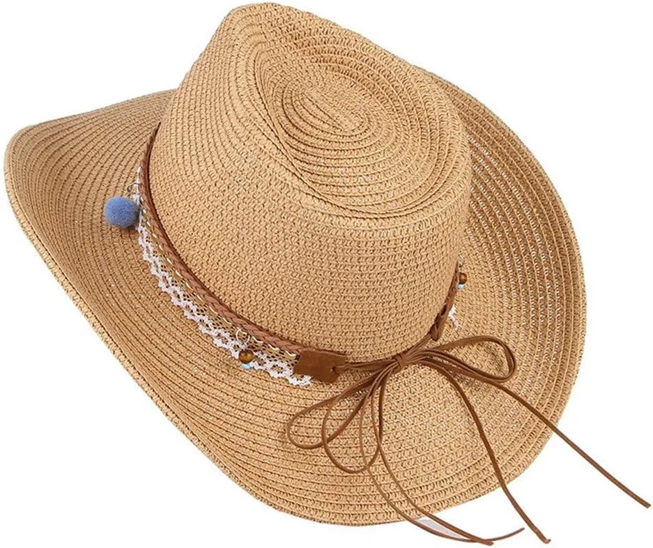 Classic Felt Cowboy Cowgirl Hats for Women Men Belt Buckle Retro Felt Panama Hat Western Style for Safari Fishing