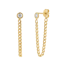 Cuban Link Drop Chain Diamond Earring