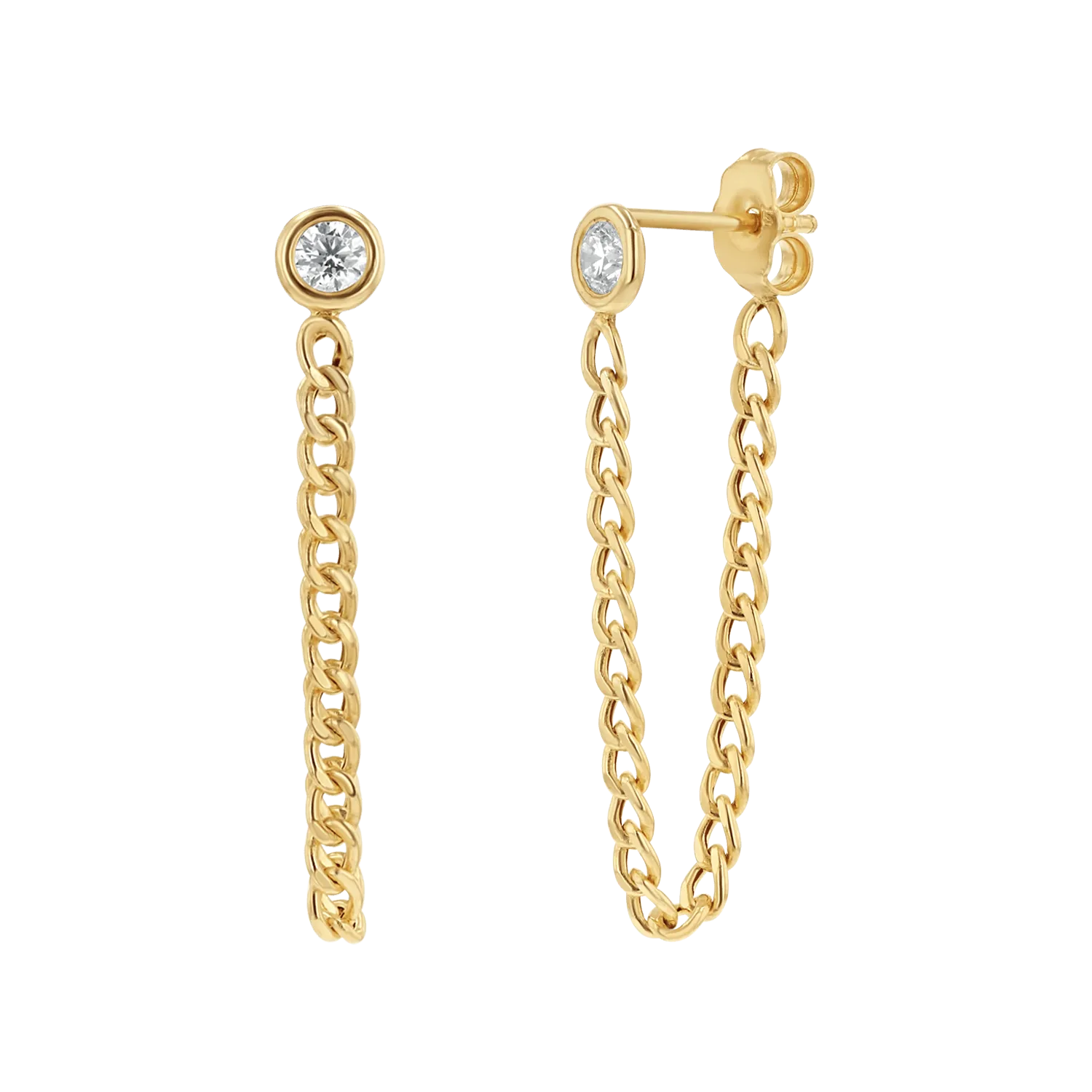 Cuban Link Drop Chain Diamond Earring