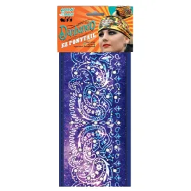 Danbando EZ Ponytail Four-Way Stretch Headband Bandanna with Rhinestone Bling Biker Fashion Style Purple Blue Paisley