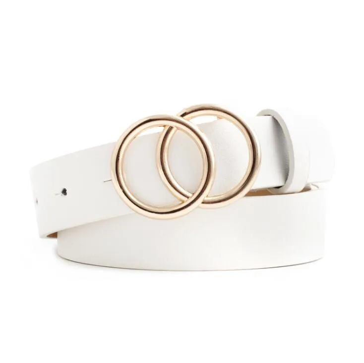 Double Ring  PU Leather Metal Buckle