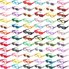 Ecally 72 Pack Rectangle Sunglasses for Women Men Retro Trendy Driving Glasses 90's Y2k Glasses Women's Sunglasses and Eyewear Accessories Square Frame, Multicolor