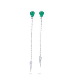 EMERALD DROP CHAIN EARRINGS