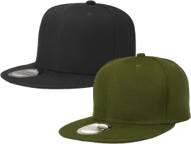 Falari 2-Pack Classic Snapback Hat Cap Flat Bill Blank Solid Color Adjustable Size Hip Hop Style