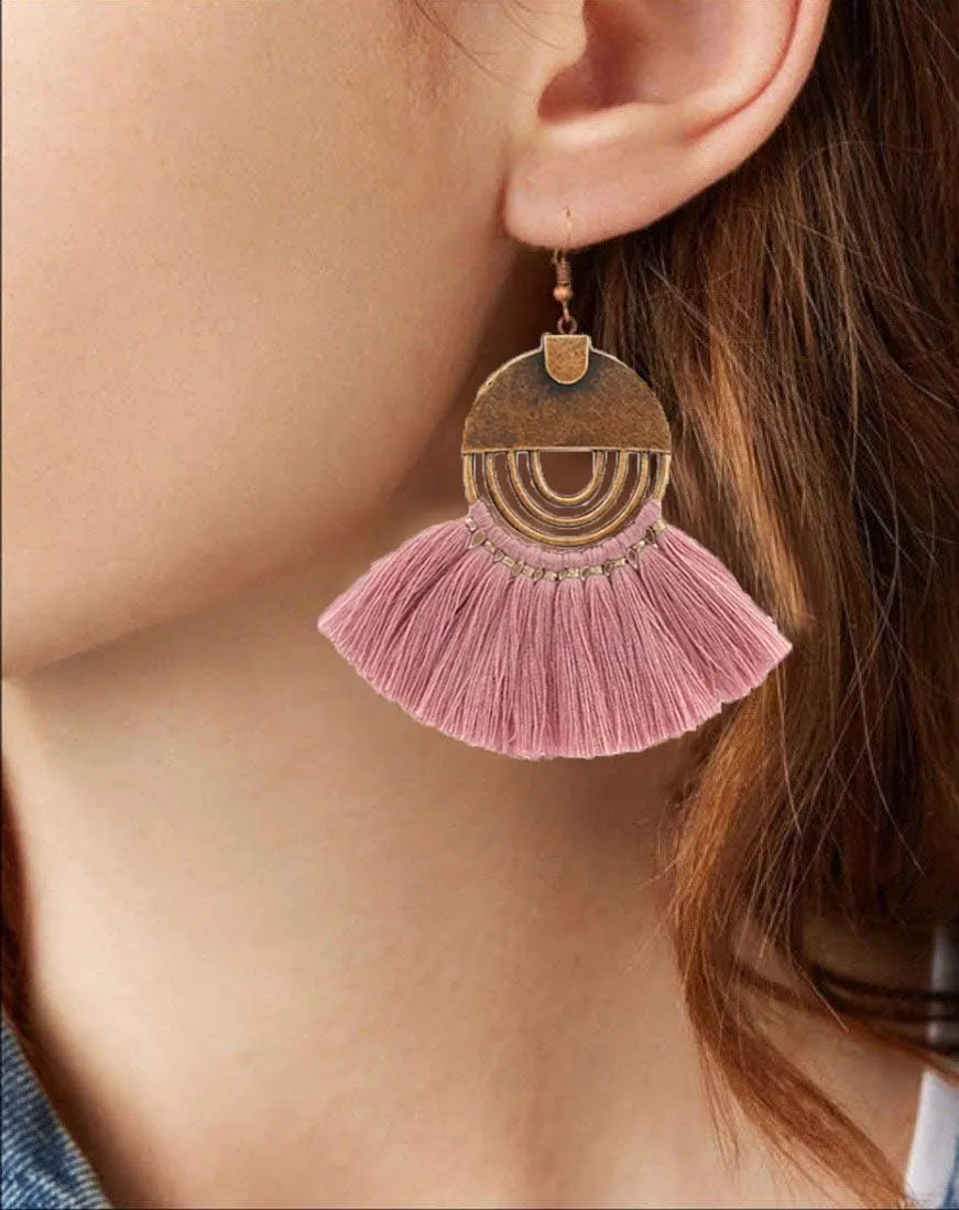 Flairs New York Faux Fur Pom Pom Tassel Drop Dangle Earrings Set