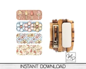 Flowers and Mushrooms PNG Design Bundle for Sublimation of Small Oval Hair Clips, Digital Download