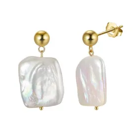 Freshwater Baroque Pearl Earrings 14k Gold Plating