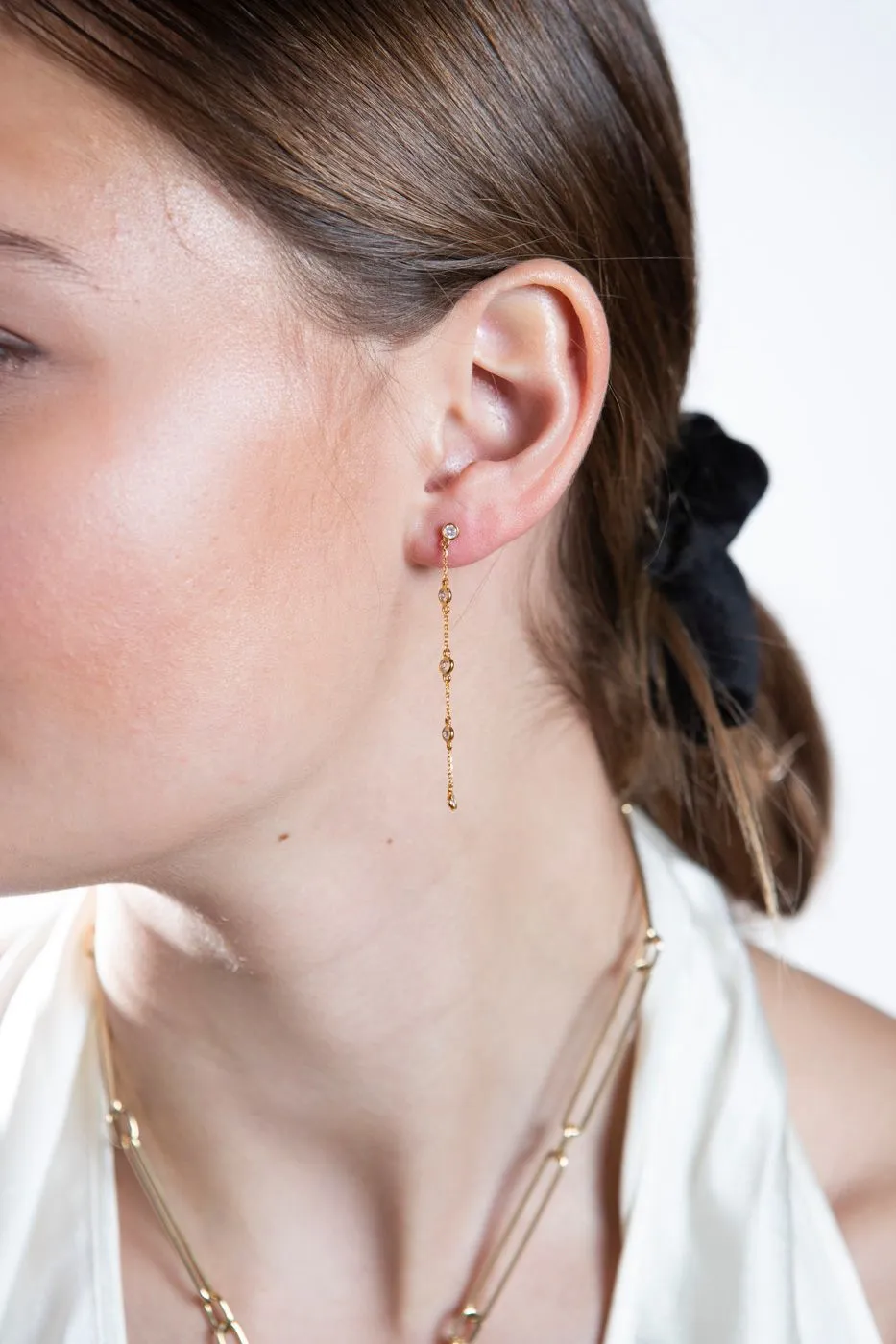 Gold & Chain Diamond Drop