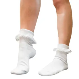 Lace Trim White Ankle Socks