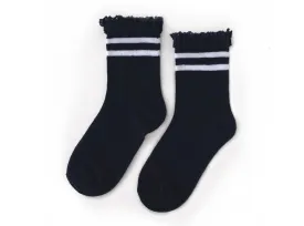 Little Stocking Co Lace Midi Socks - Black w/White Stripes