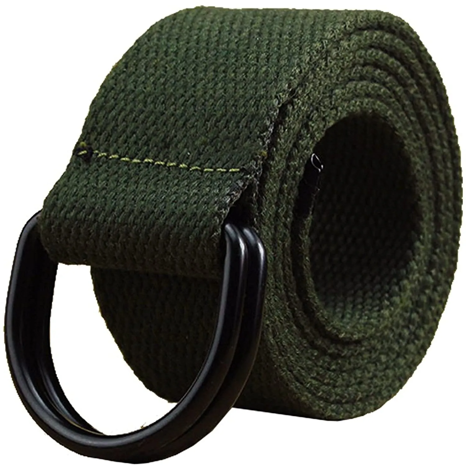 Maikun | Mens & Womens Canvas | Belt with Black D-ring | Color Black Buckle army Green