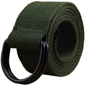 Maikun | Mens & Womens Canvas | Belt with Black D-ring | Color Black Buckle army Green