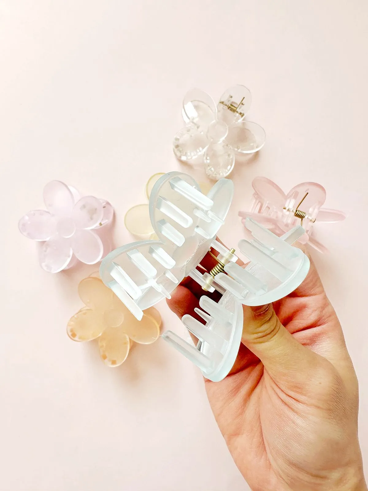 Medium Frosted Pastel Spring Flower Hair Claw Clips