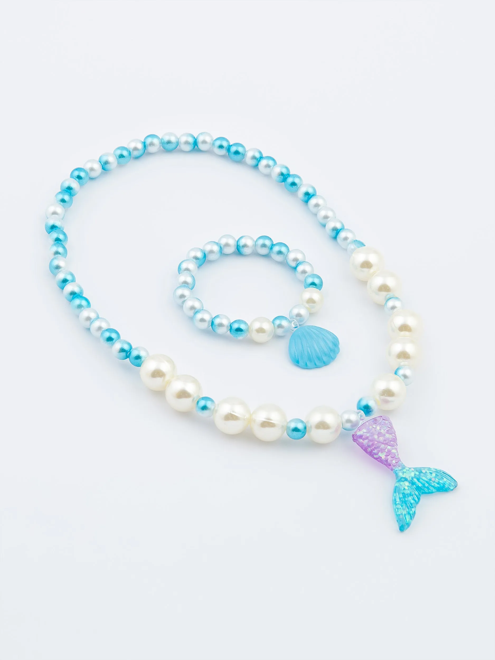 Mermaid Beaded Necklace and Bracelet Set