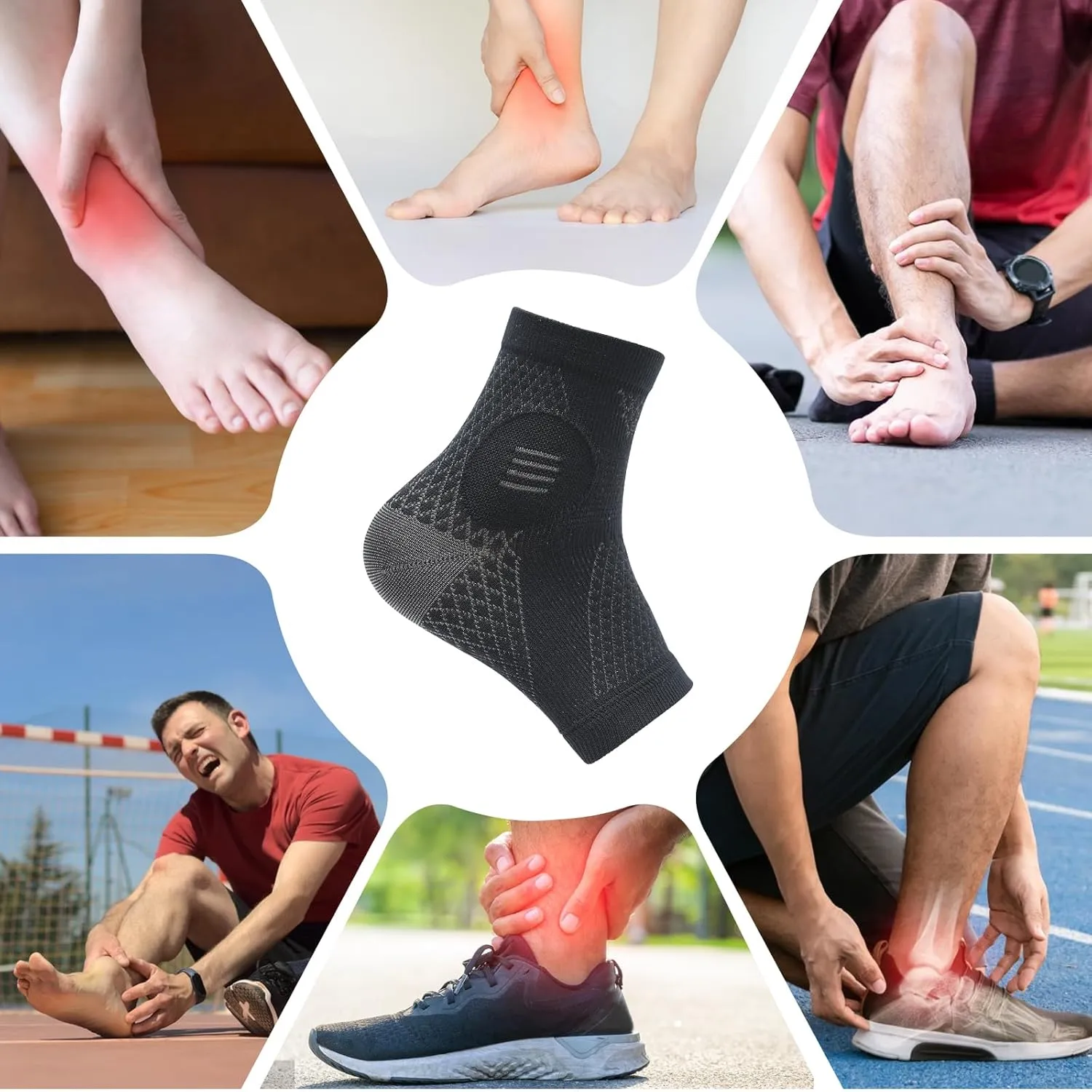NuCamper Ankle Compression Socks for Plantar Fasciitis (1 Pair), Ankle Support Brace for Men & Wome,Toeless Foot Compression Sleeves with Arch Support for Heel Spurs,Foot Swelling,Achilles Tendonitis