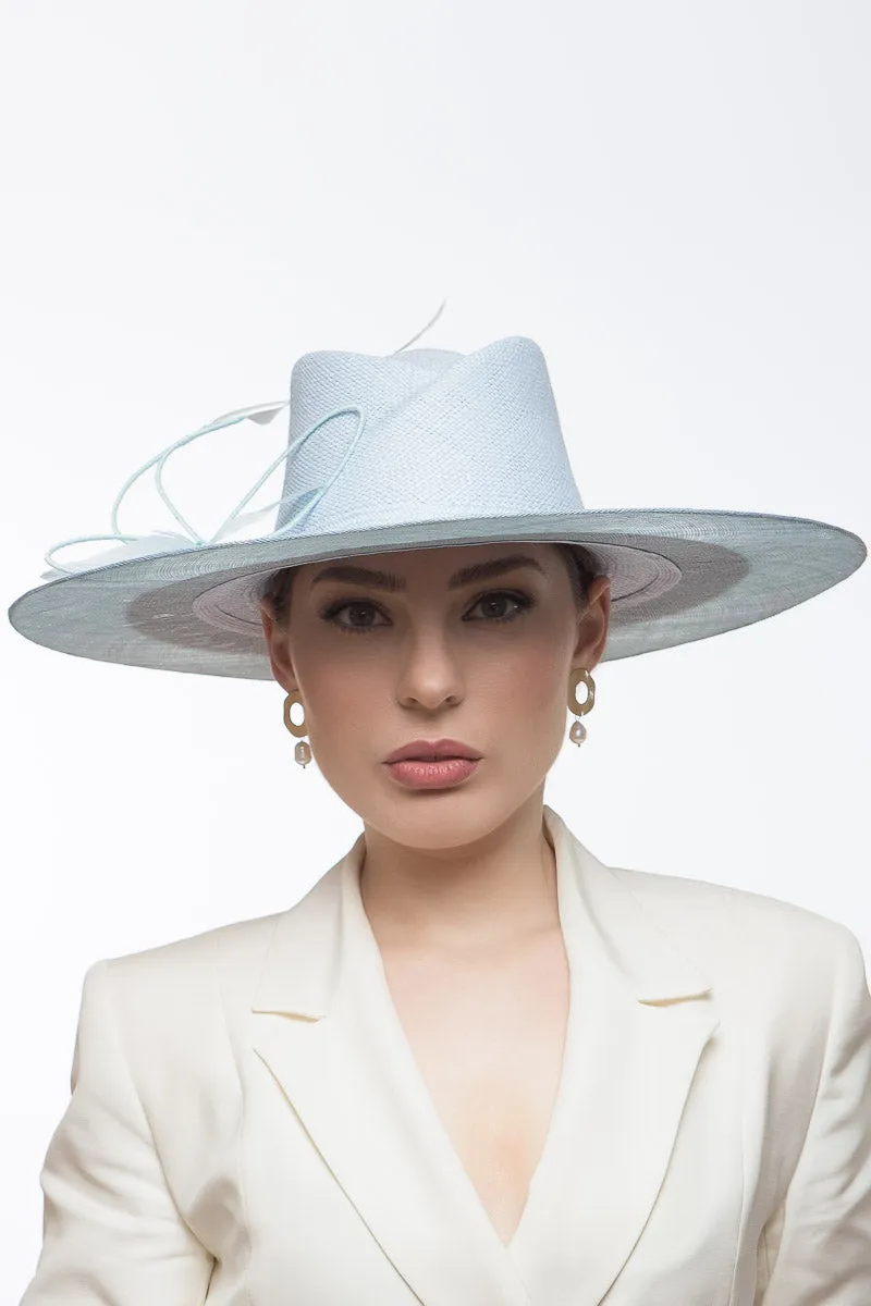 Pale Blue Wide Brimmed Fedora