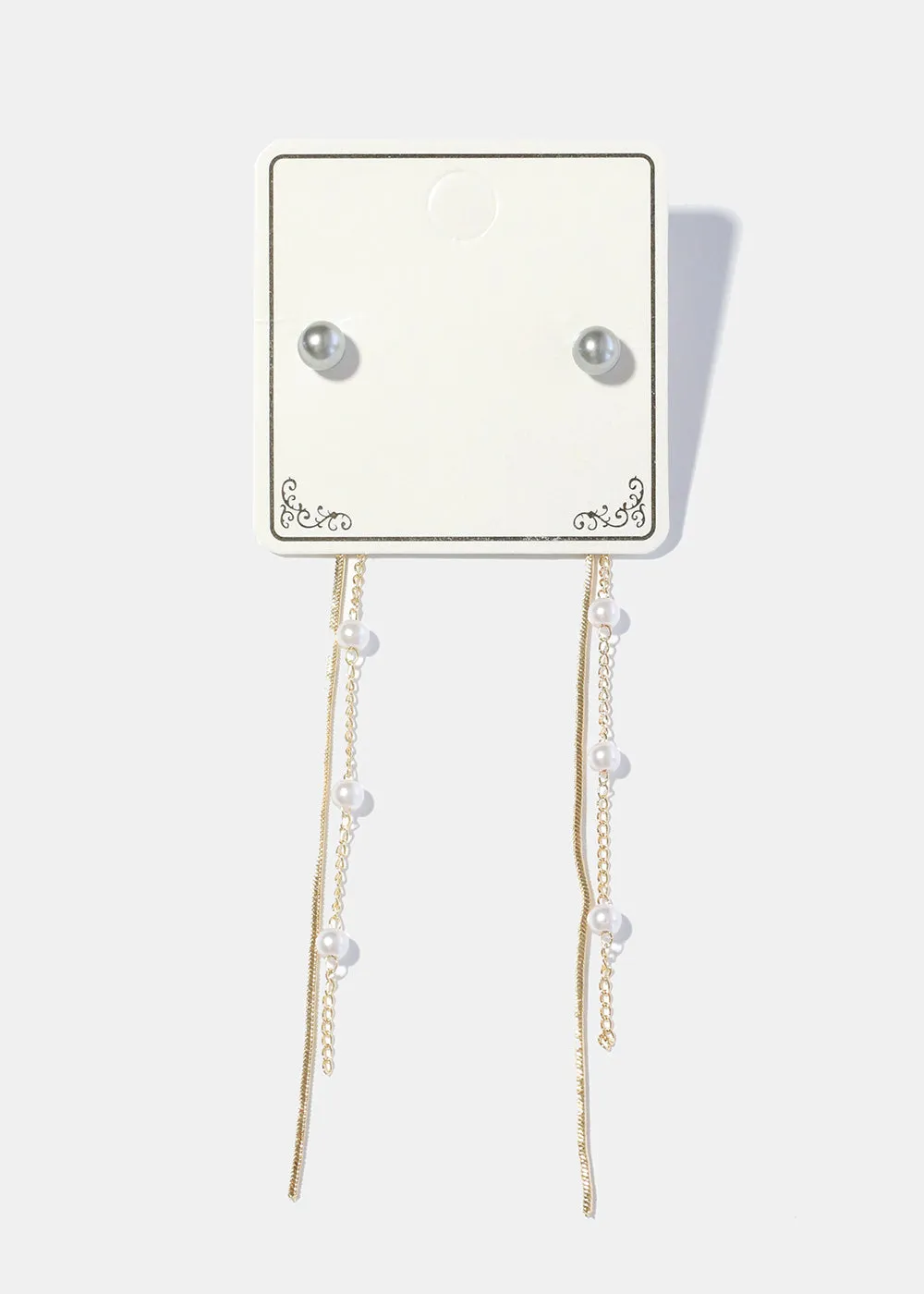 Pearl Chain Drop Earrings