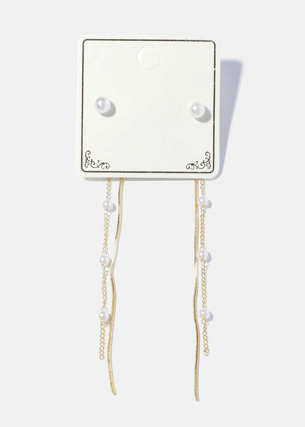Pearl Chain Drop Earrings