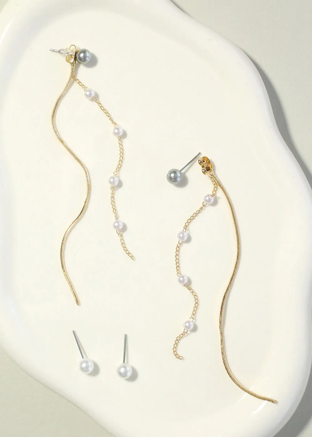 Pearl Chain Drop Earrings