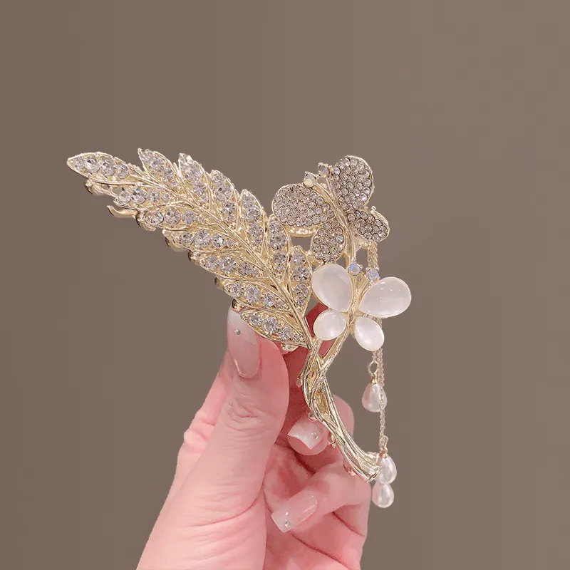Pearl Floral Butterfly Chignon Claw Clip
